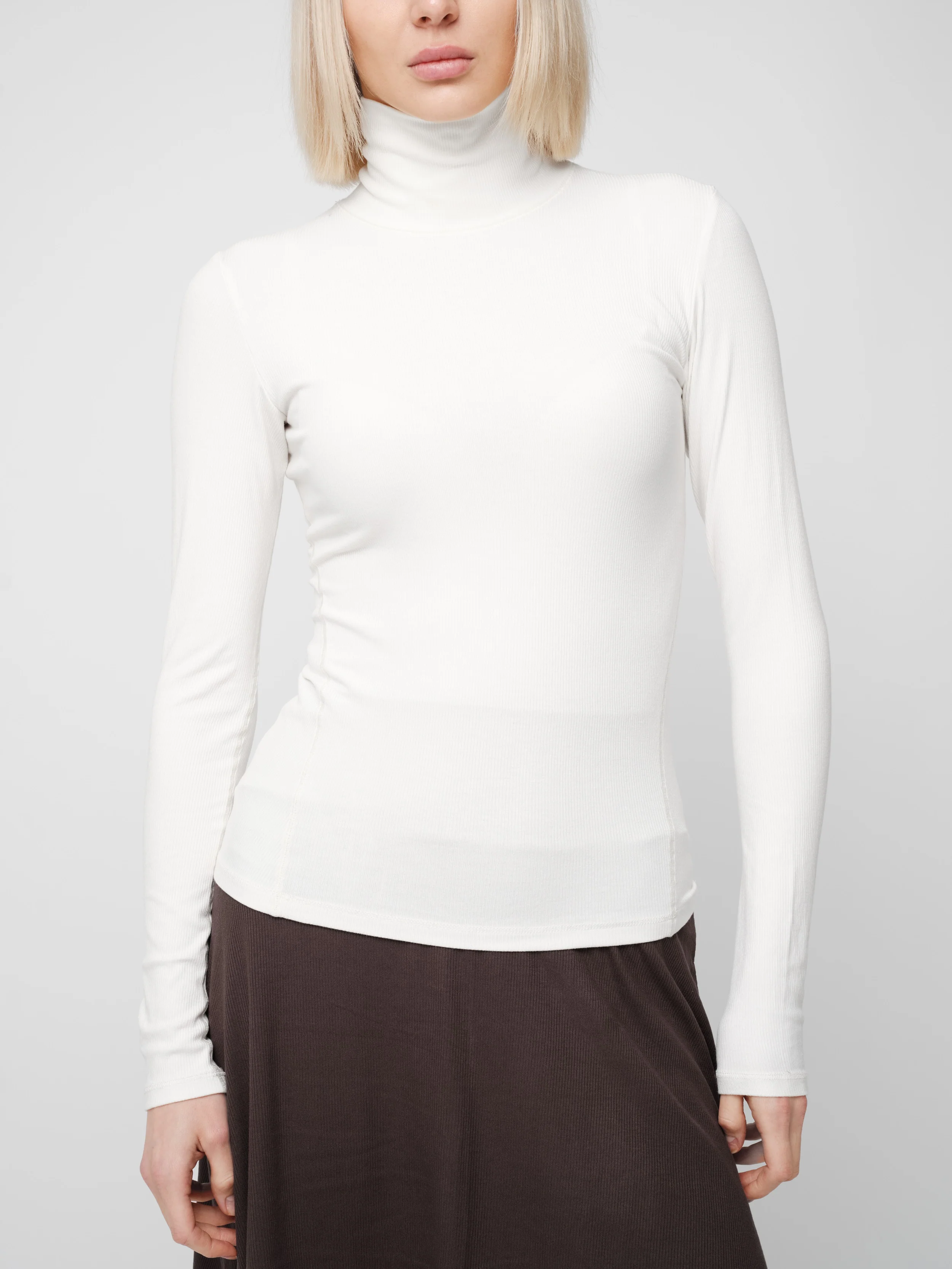 Basic Soft Rib Mockneck Top - Image 4