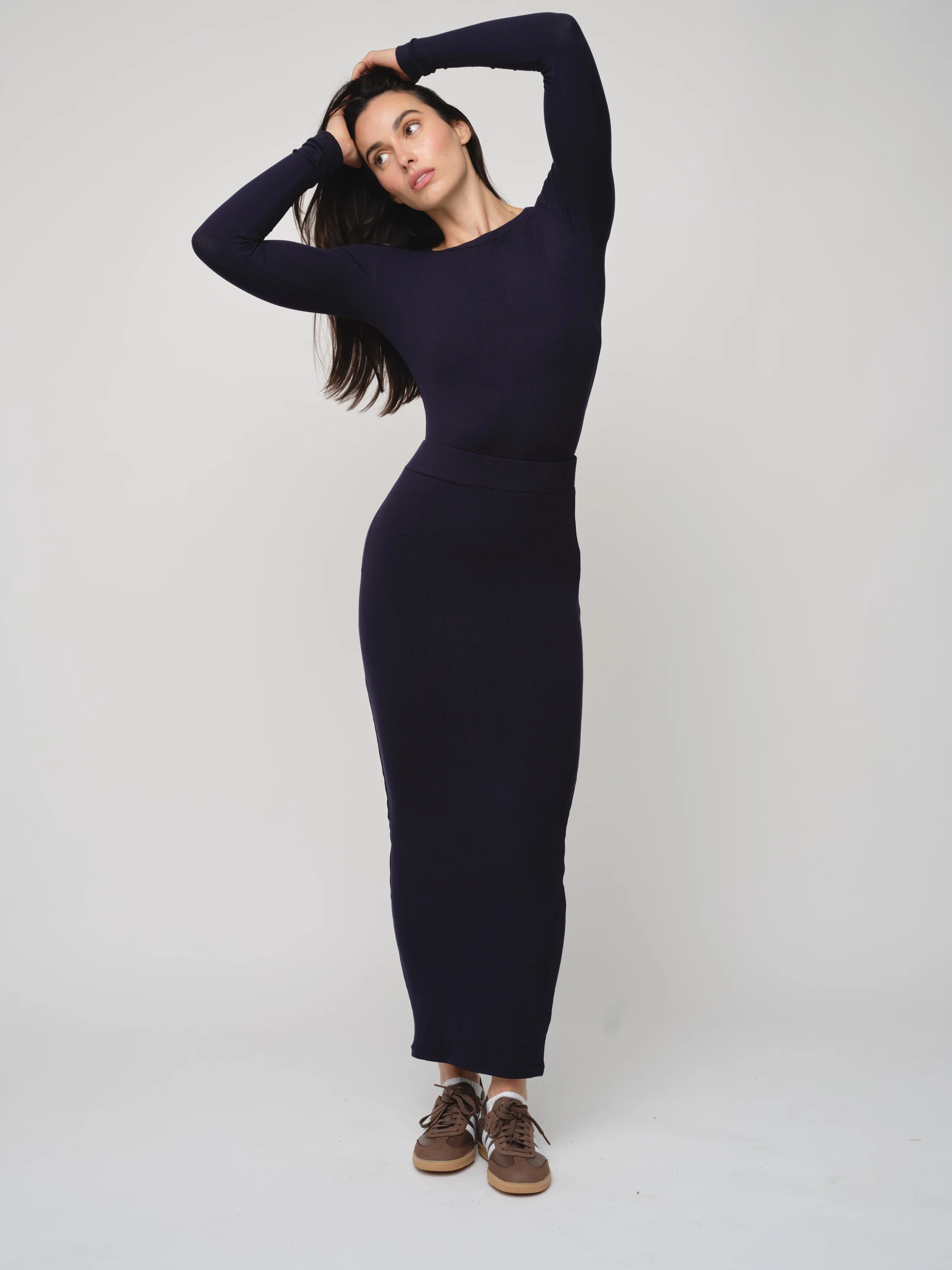 Basic Soft Rib Tube Midi Skirt - Image 4