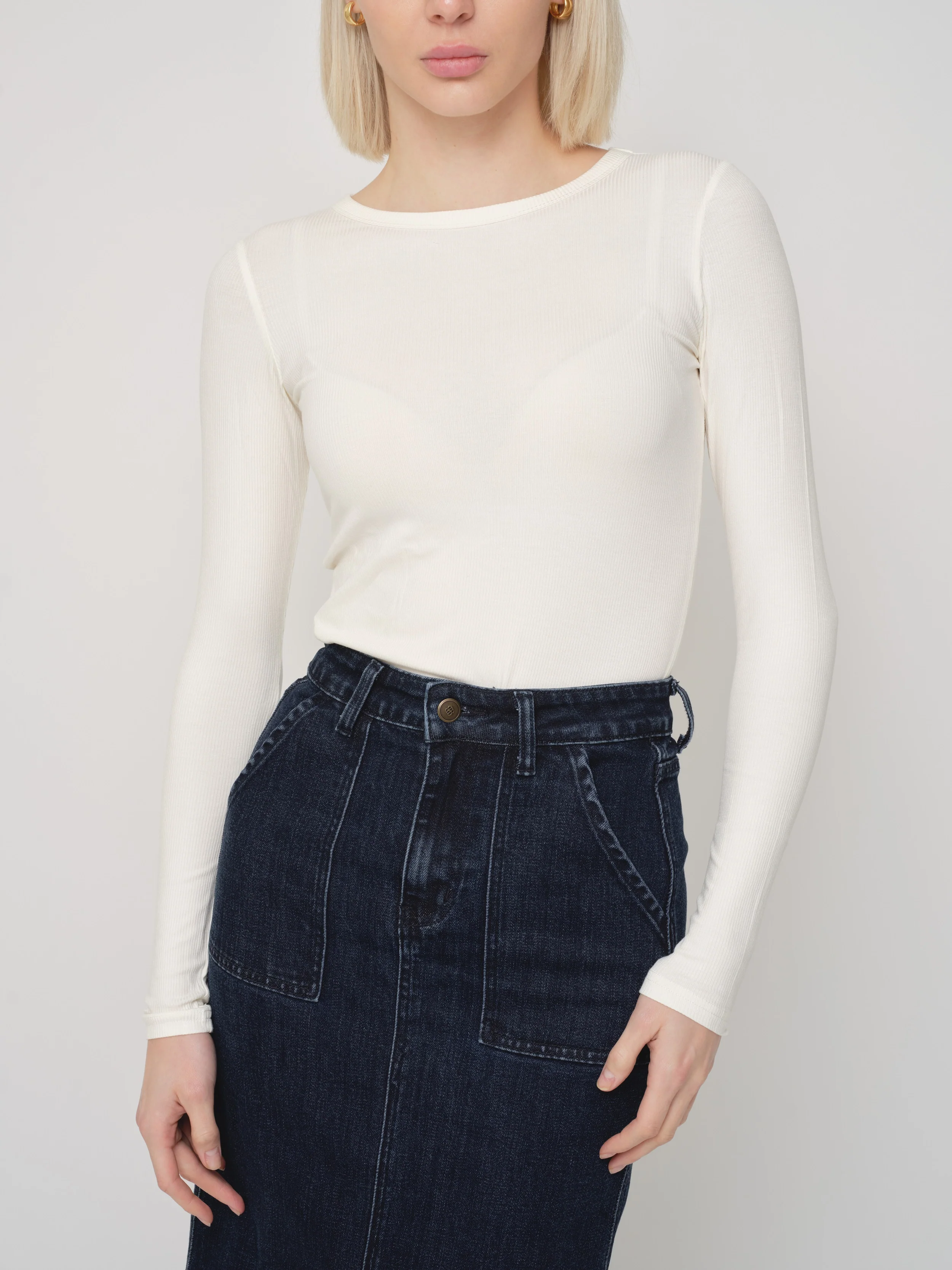 Denim Aline Front Pocket Skirt - Image 7