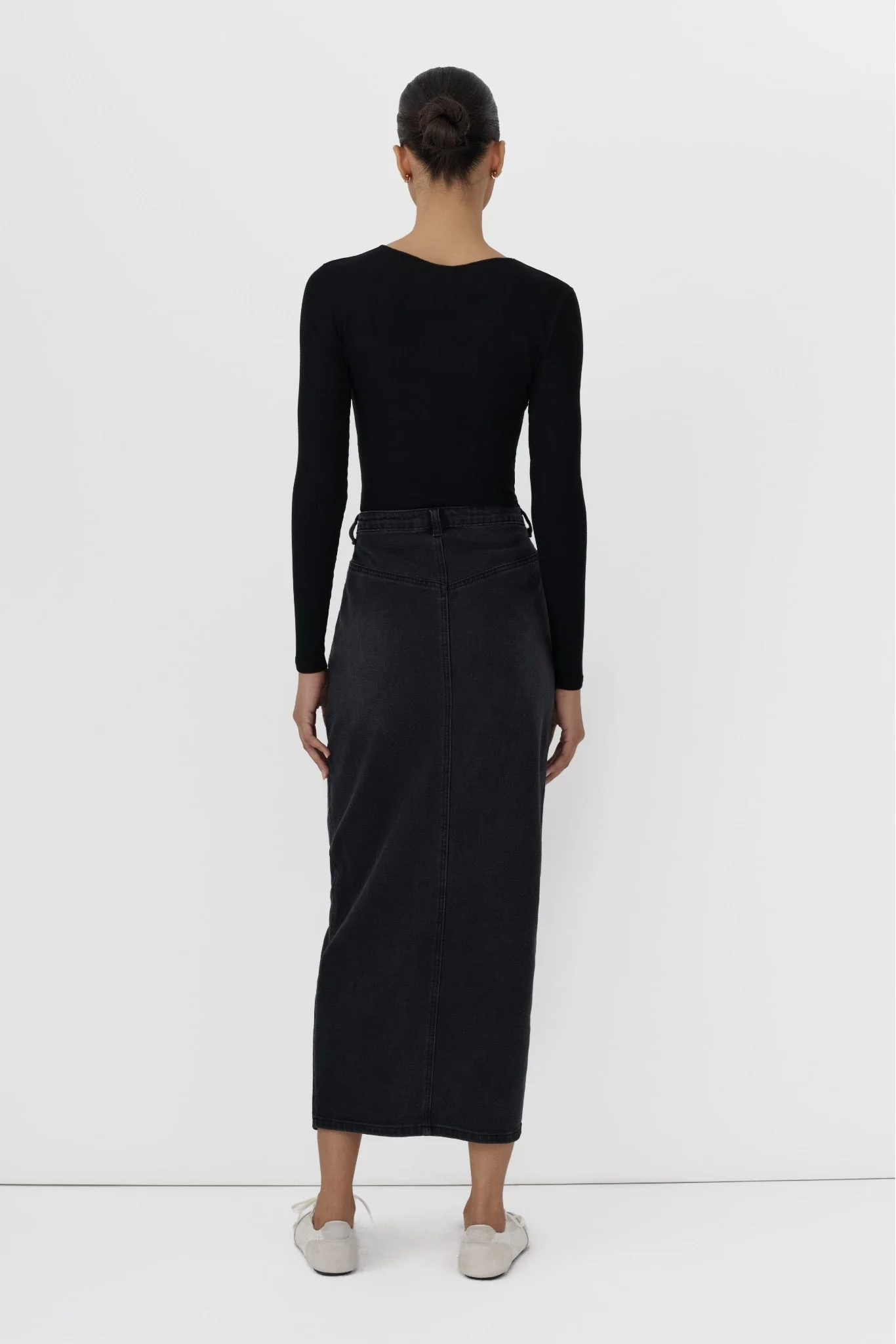 Denim Front Slit Skirt - Image 14