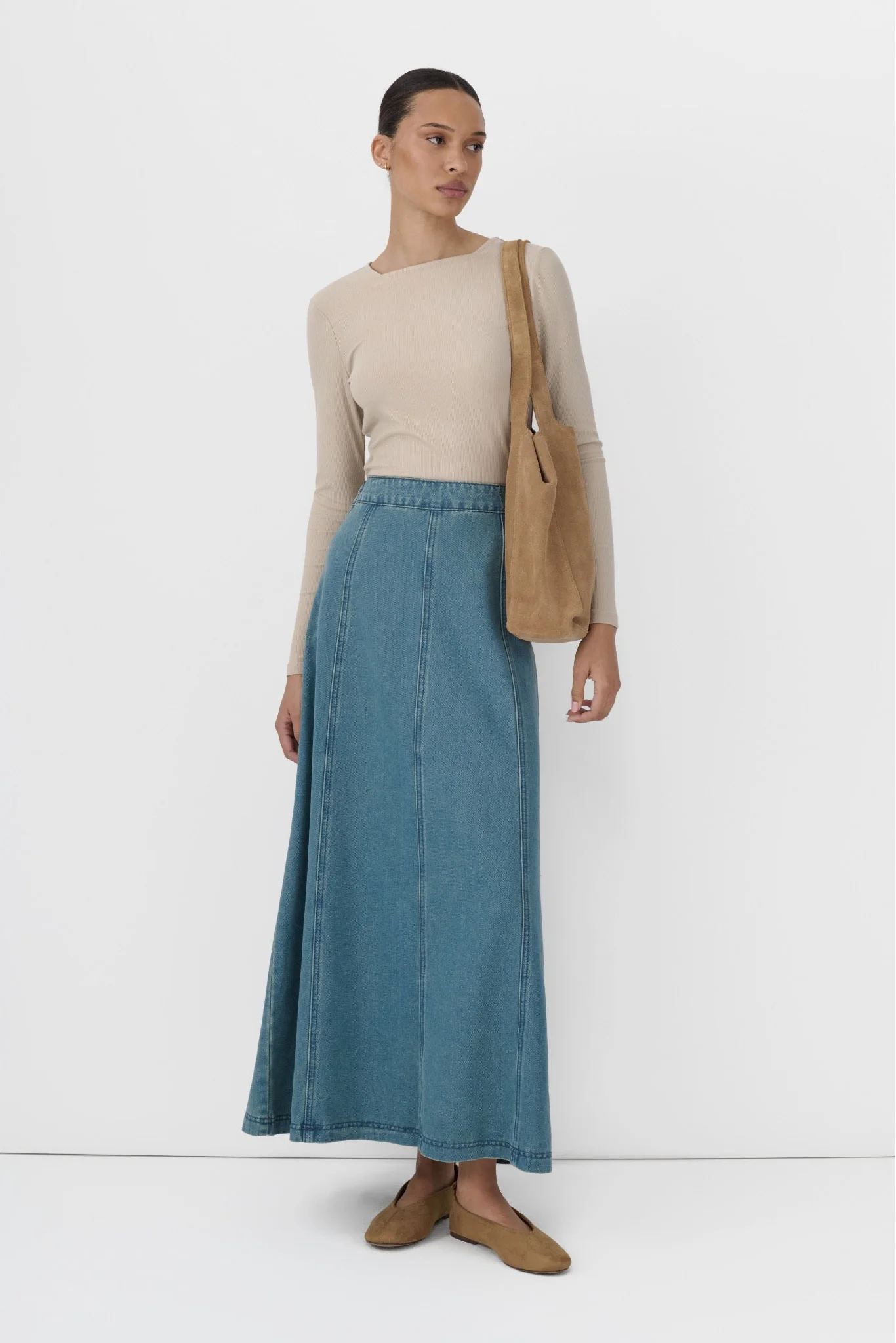 Denim Panel Skirt