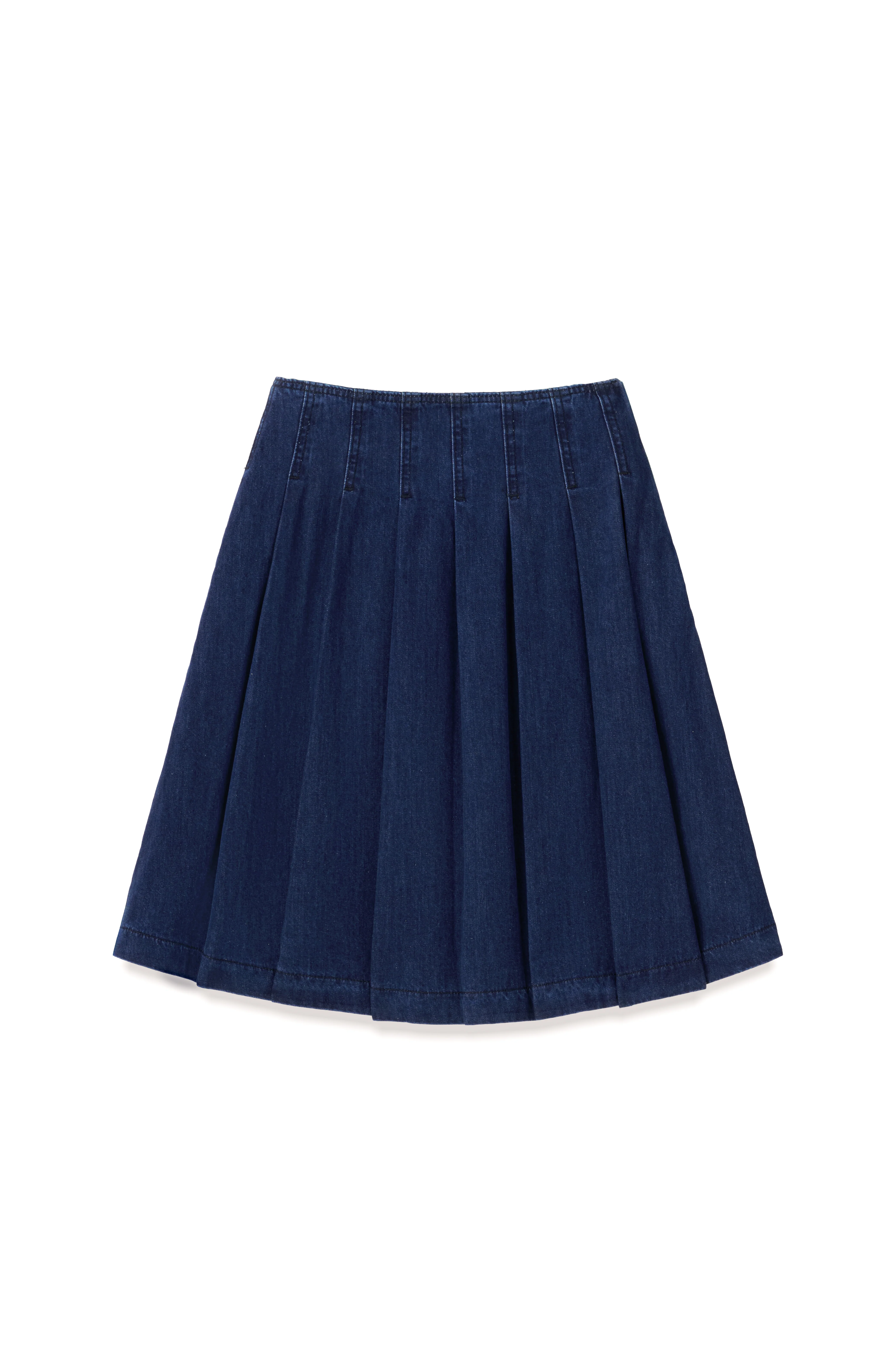 Denim Pleated Skirt - Image 4