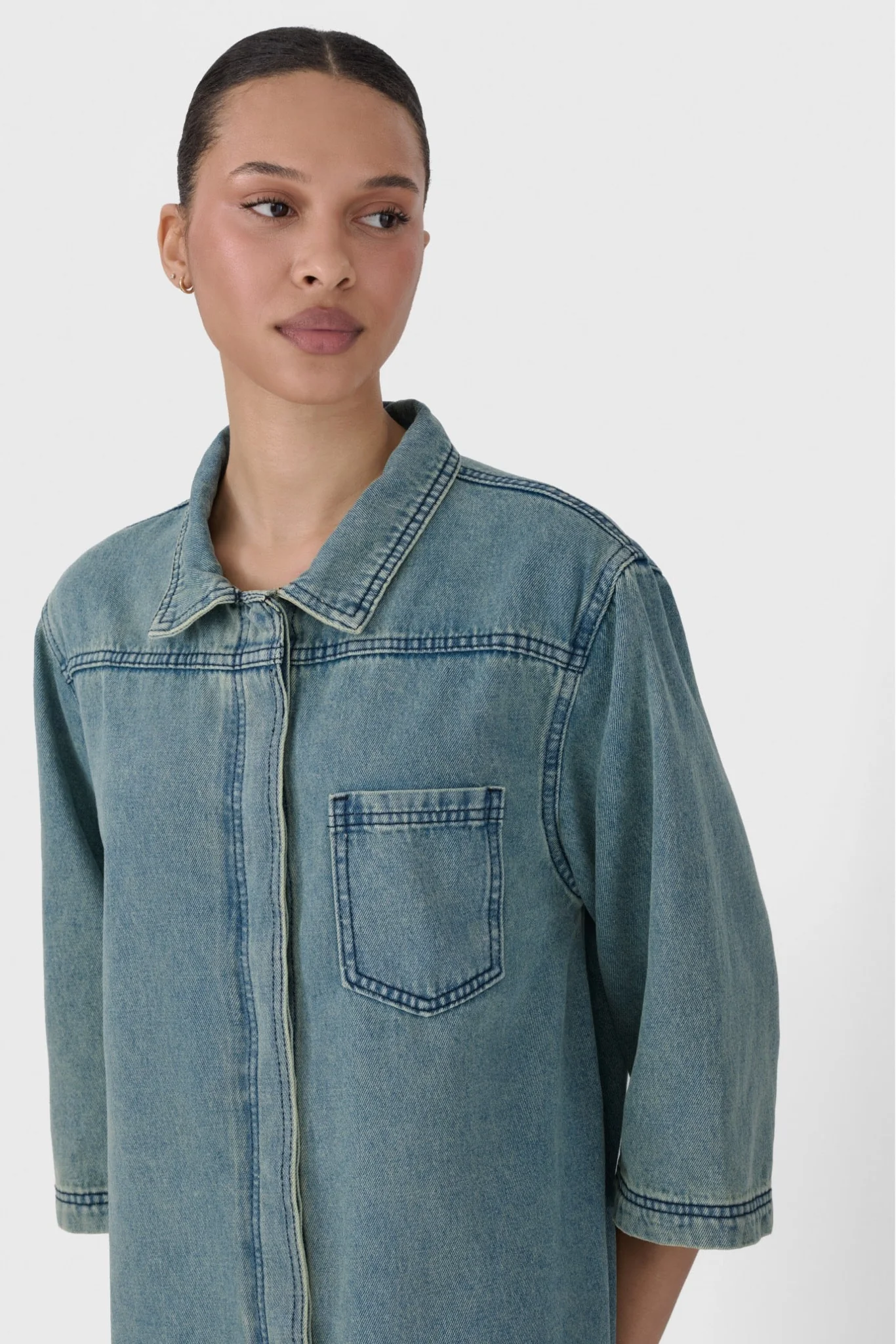 Denim Wash Shirt Dress - Image 4