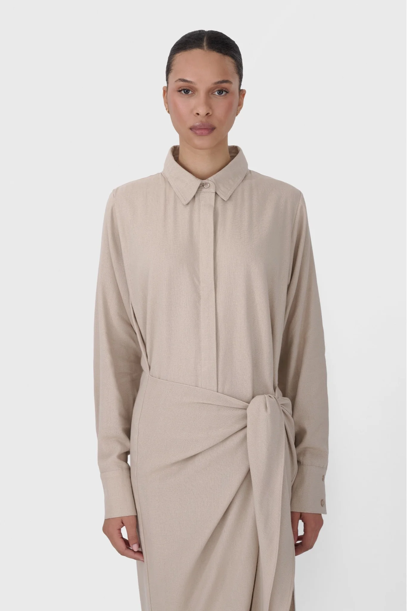 Linen Wrap Dress - Image 3