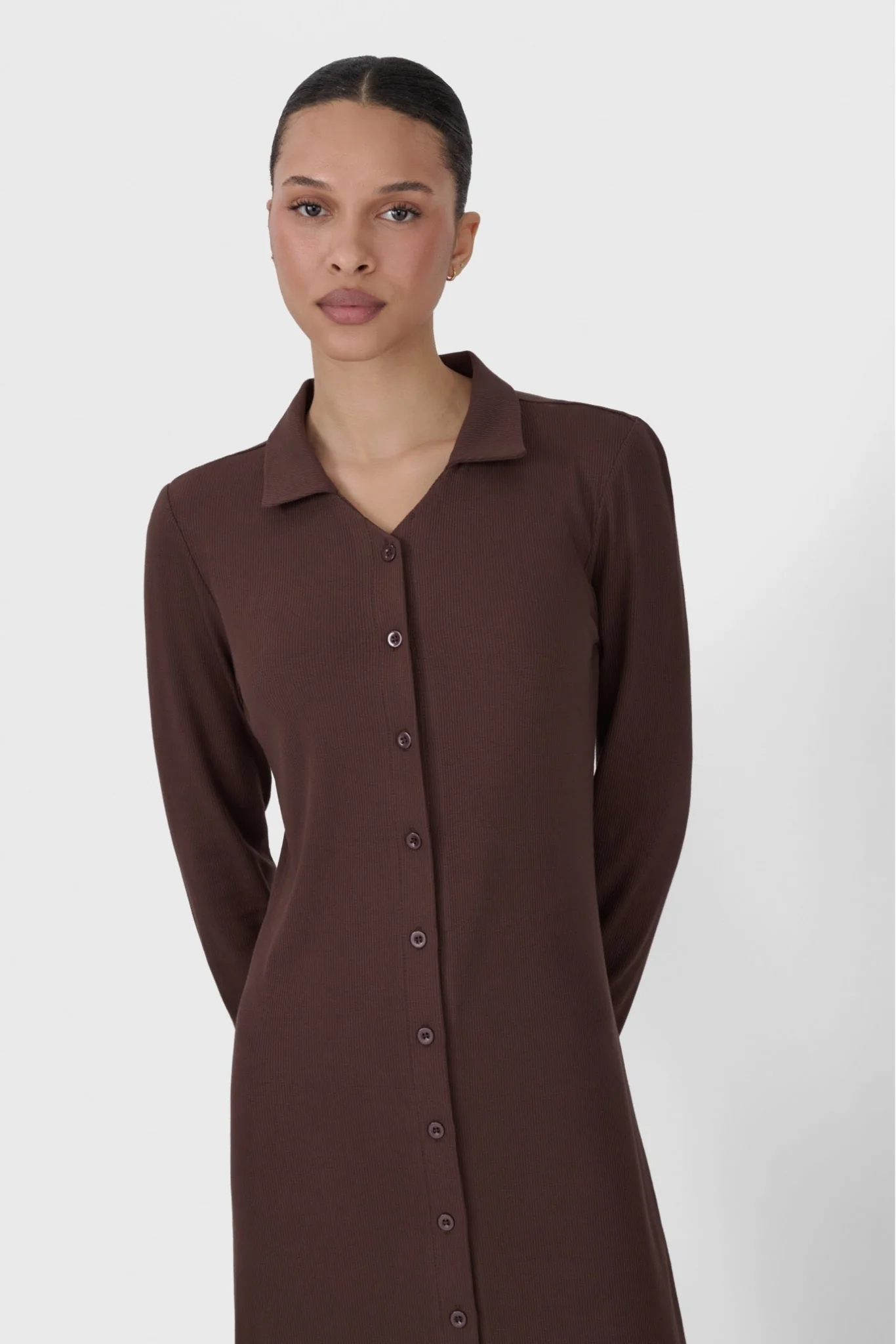 Ribbed Button Dress - Image 3
