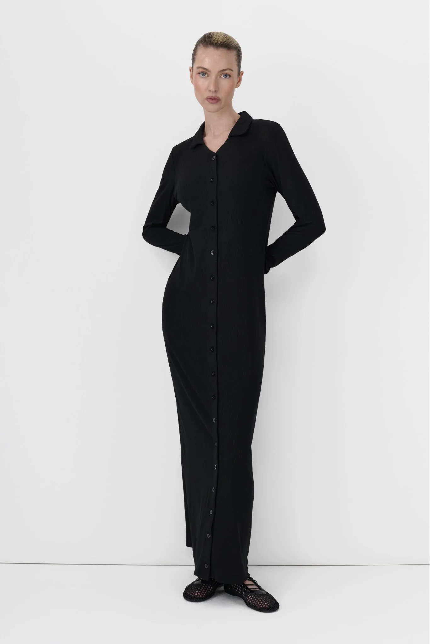 Ribbed Button Dress - Image 5